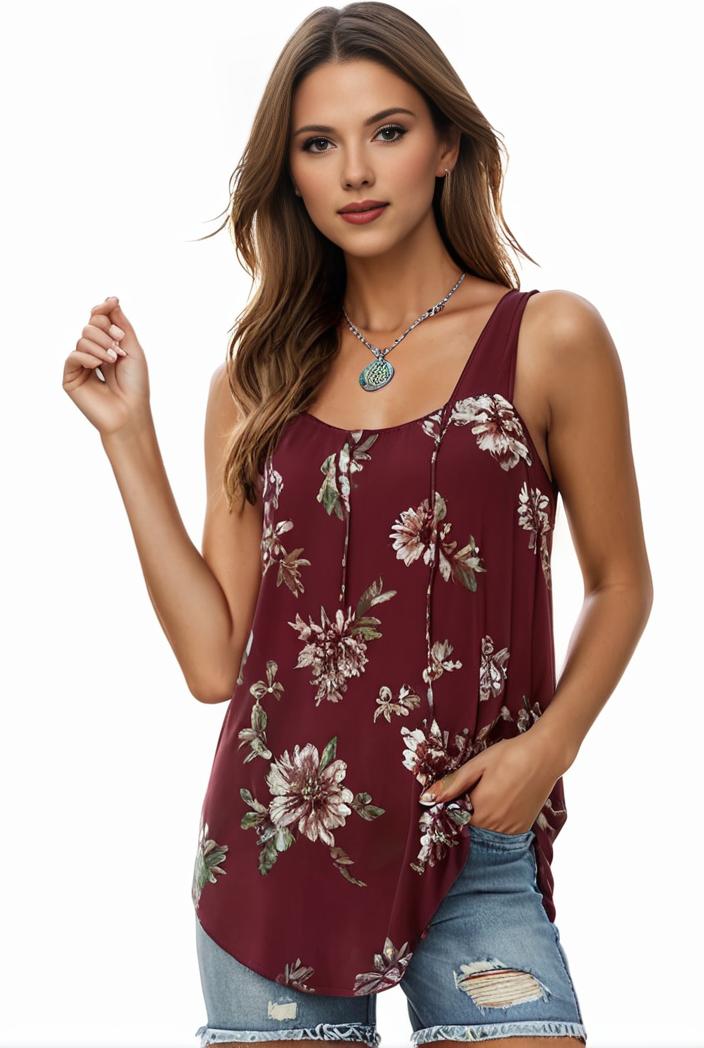plus size boho tank top women s plus paisley print square neck medium stretch ruched tank top 133392