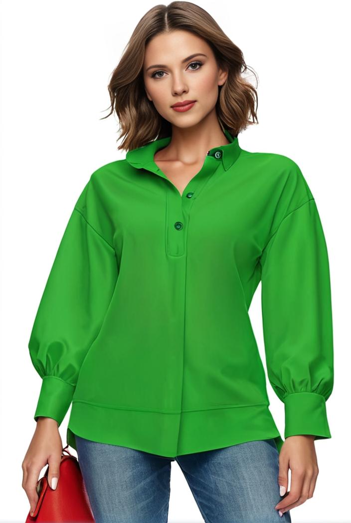 plus size casual blouse women s plus solid button up lantern sleeve turn down collar nipped waist blouse 133417