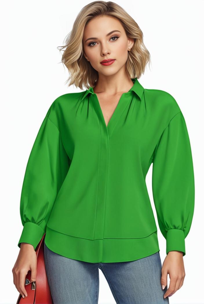 plus size casual blouse women s plus solid button up lantern sleeve turn down collar nipped waist blouse 133418