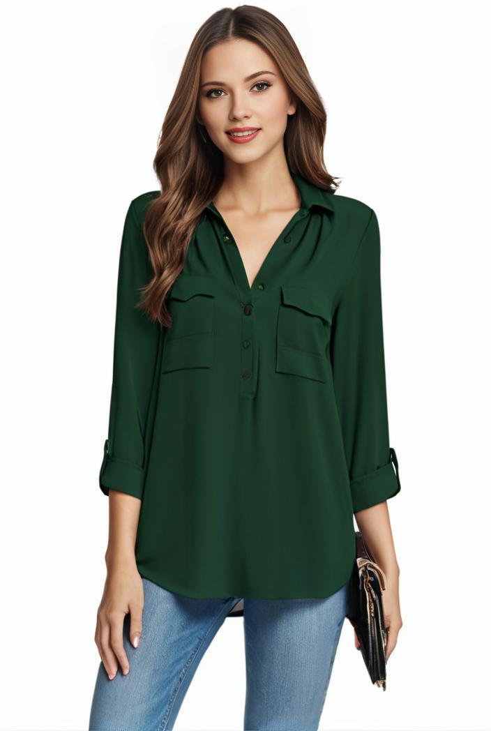 plus size casual blouse women s plus solid half sleeve turn down collar tunic top 133444