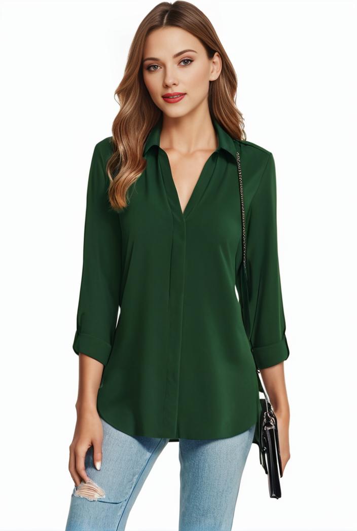 plus size casual blouse women s plus solid half sleeve turn down collar tunic top 133446