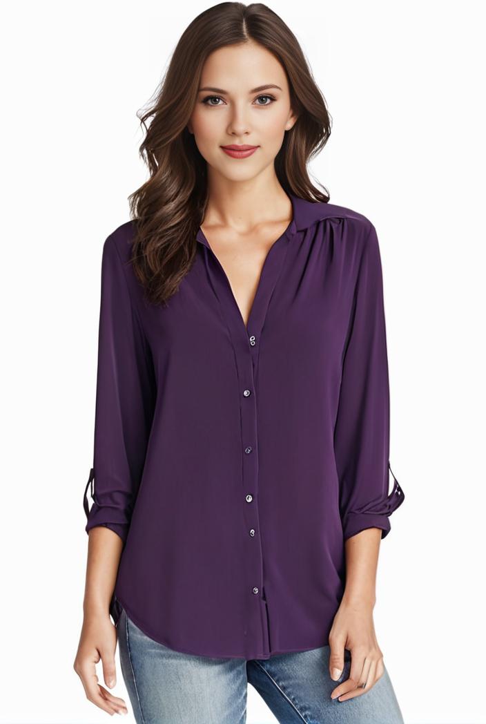 plus size casual blouse women s plus solid half sleeve turn down collar tunic top 133450