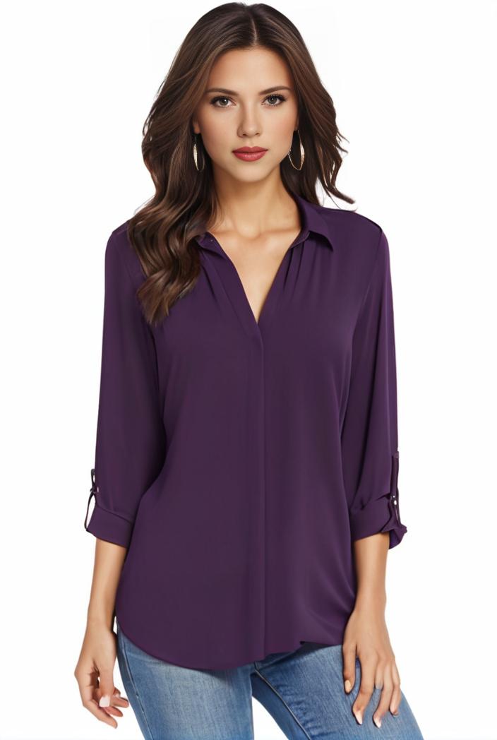 plus size casual blouse women s plus solid half sleeve turn down collar tunic top 133451