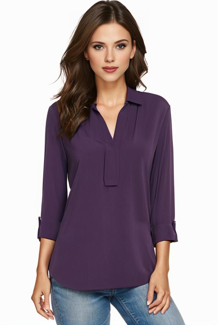 plus size casual blouse women s plus solid half sleeve turn down collar tunic top 133454