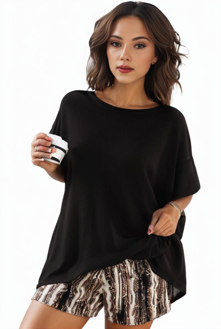 plus size casual pajama two piece set women s plus leopard heart print short sleeve tee shorts pajama 2 piece set 133649