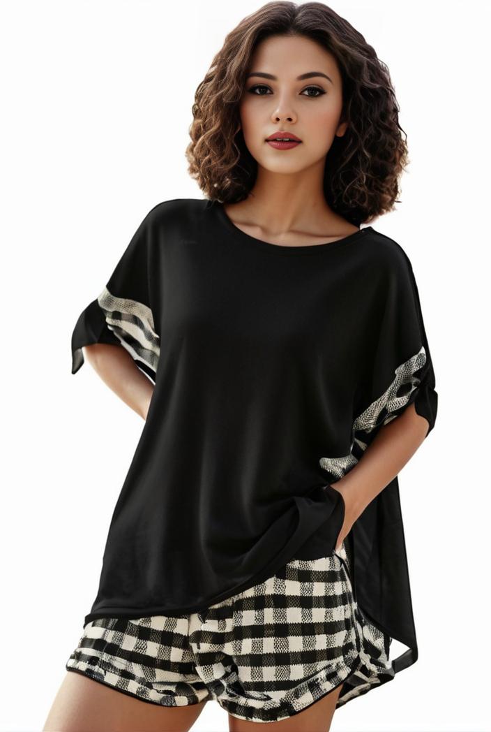 plus size casual pajama two piece set women s plus leopard heart print short sleeve tee shorts pajama 2 piece set 133653