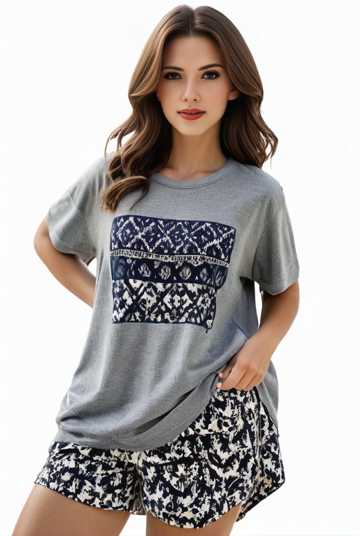 plus size casual pajama two piece set women s plus leopard heart print short sleeve tee shorts pajama 2 piece set 133667