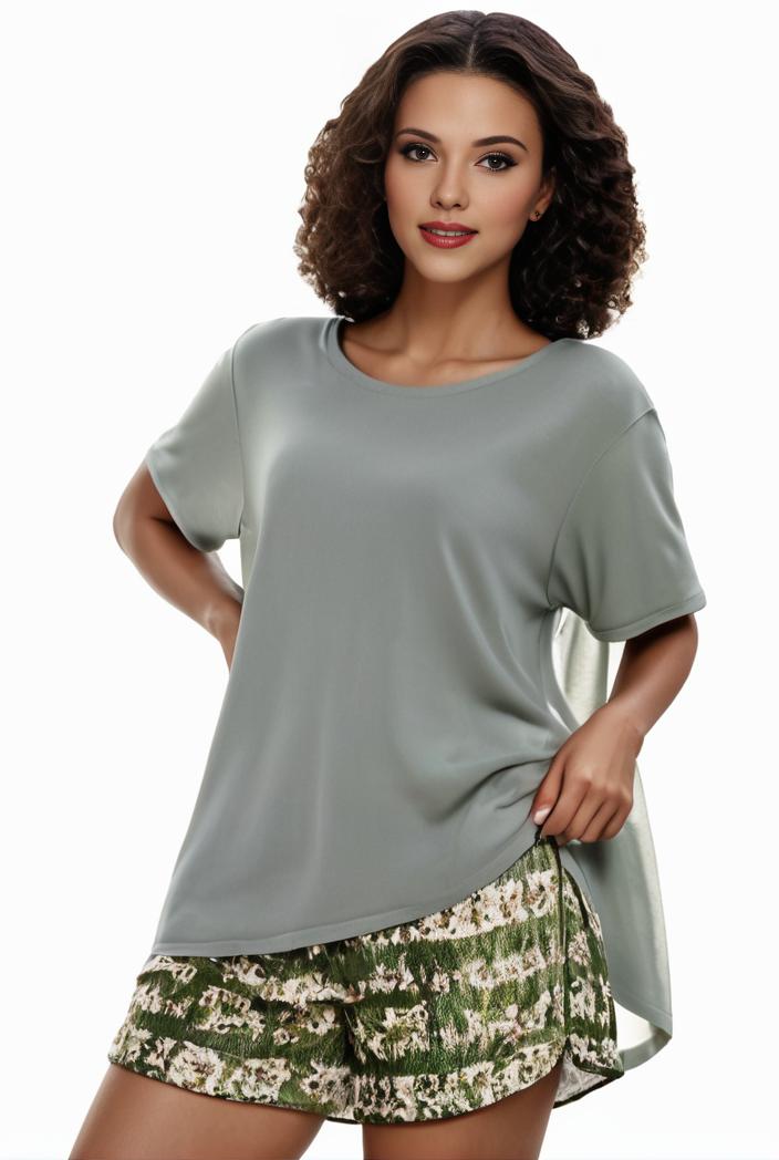 plus size casual pajama two piece set women s plus leopard heart print short sleeve tee shorts pajama 2 piece set 133701