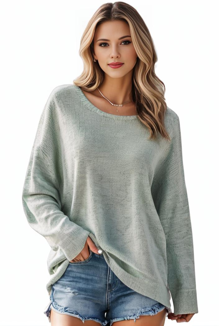 plus size casual sweater women s plus solid long sleeve round neck slight stretch loose sweater 133730