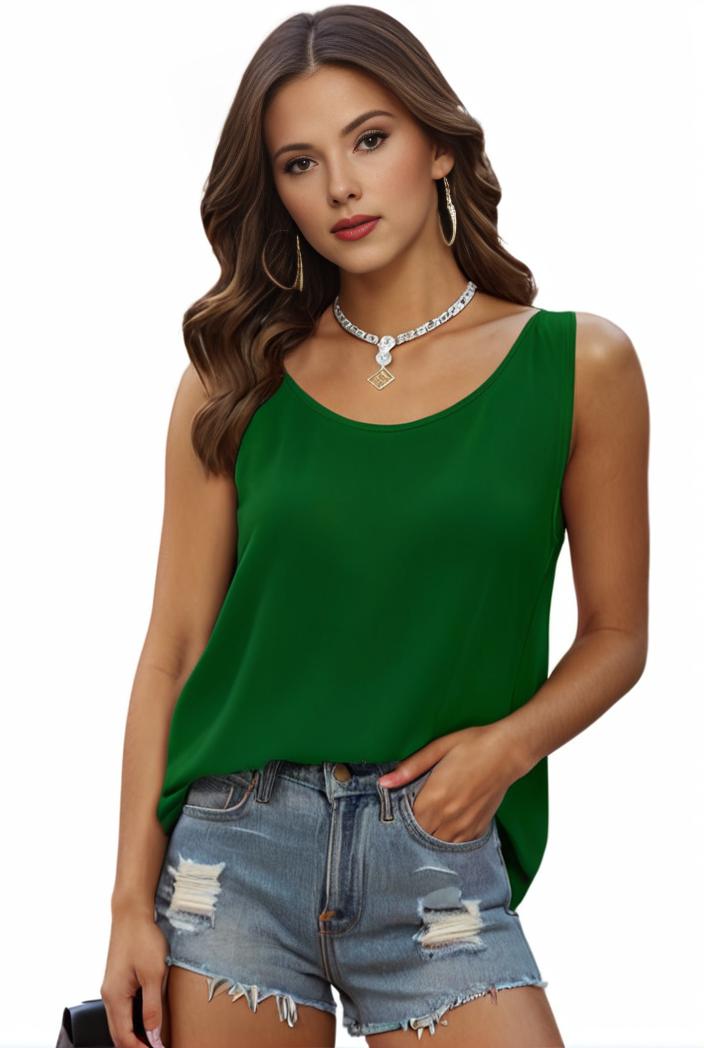 plus size casual tank top women s plus solid square neck pleated medium stretch tank top 134146