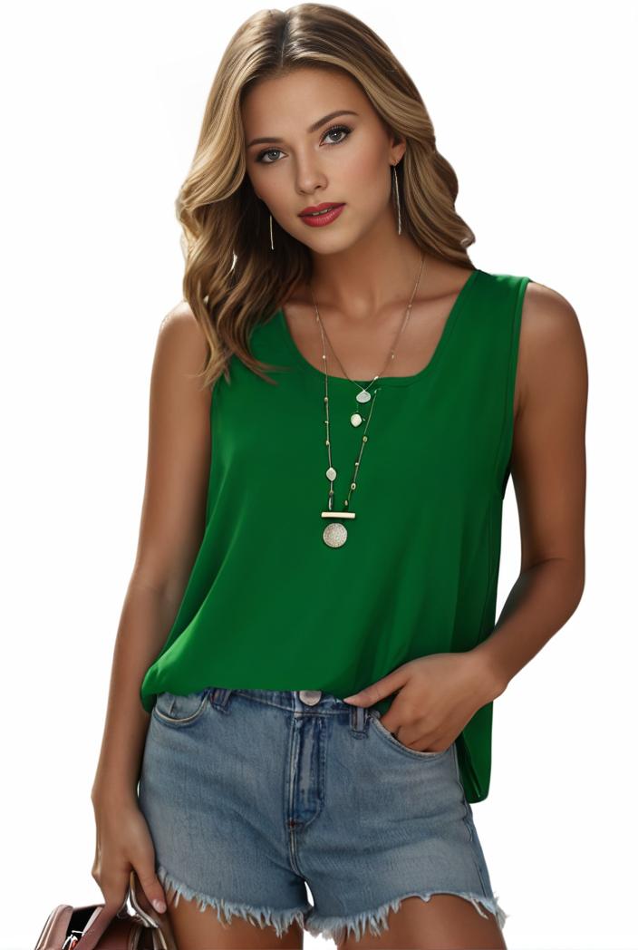 plus size casual tank top women s plus solid square neck pleated medium stretch tank top 134147