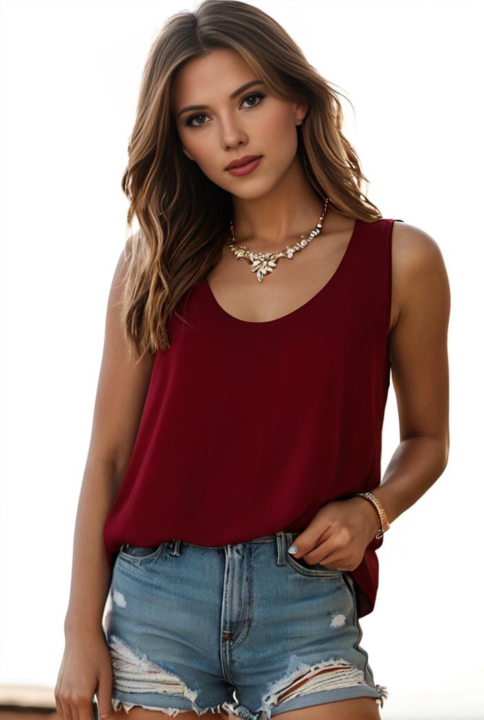 plus size casual tank top women s plus solid square neck pleated medium stretch tank top 134160