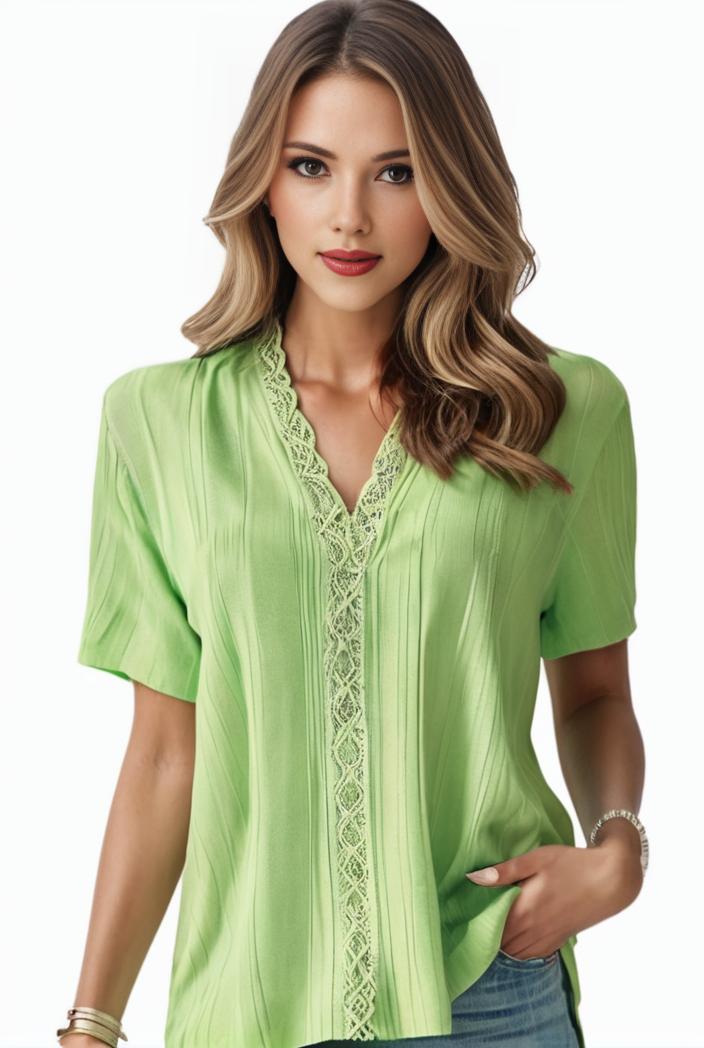 plus size elegant blouse women s plus solid contrast lace ribbed puff sleeve v neck shirt top 134409