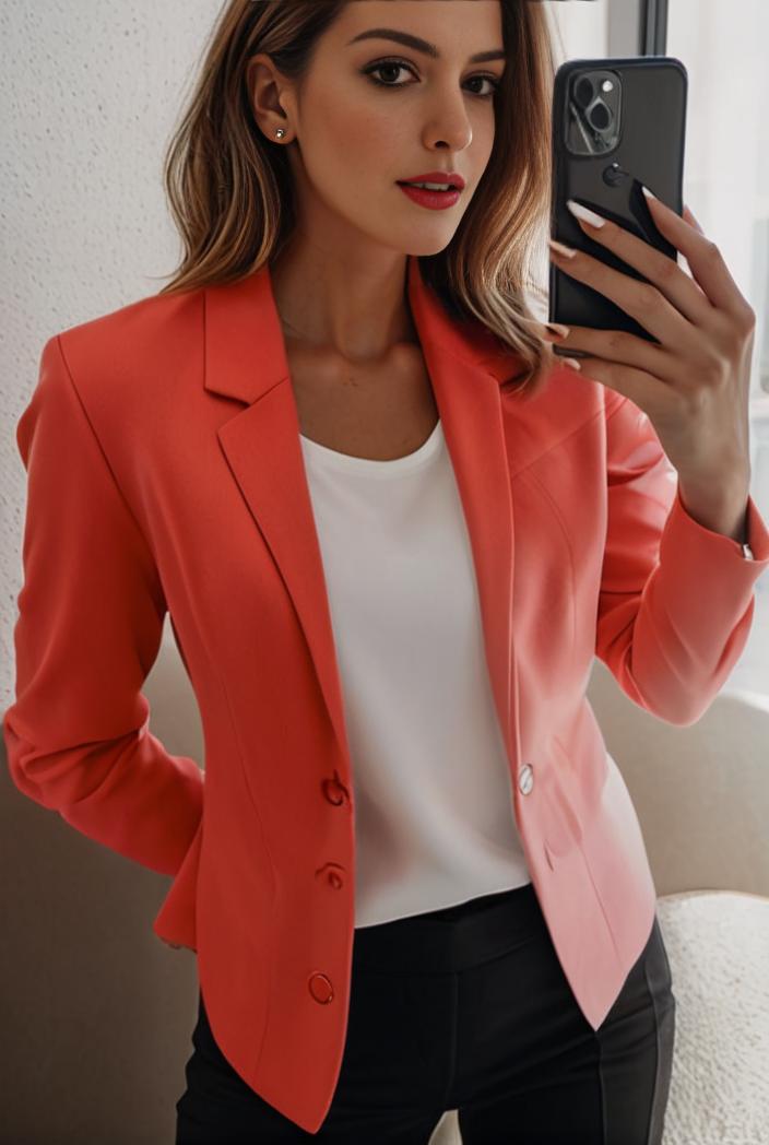 women s solid open front blazer with long sleeves for office wear 124347