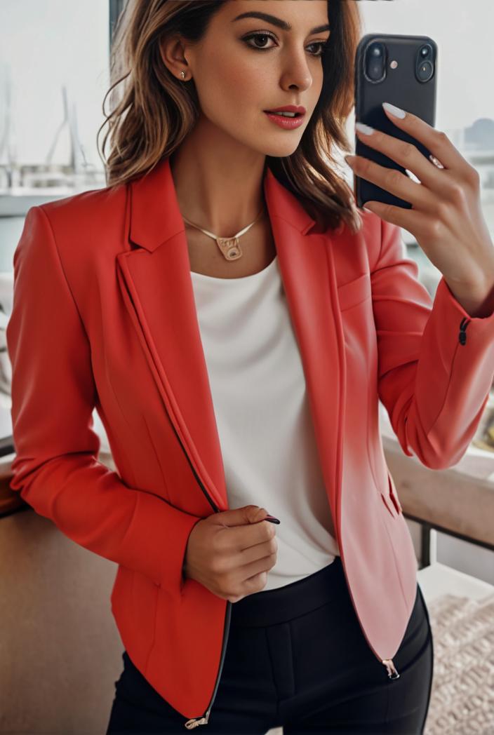 women s solid open front blazer with long sleeves for office wear 124349