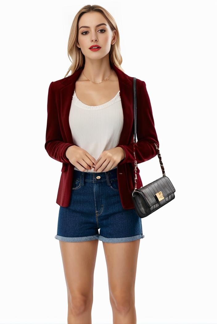 women s solid open front blazer with long sleeves for office wear 124391