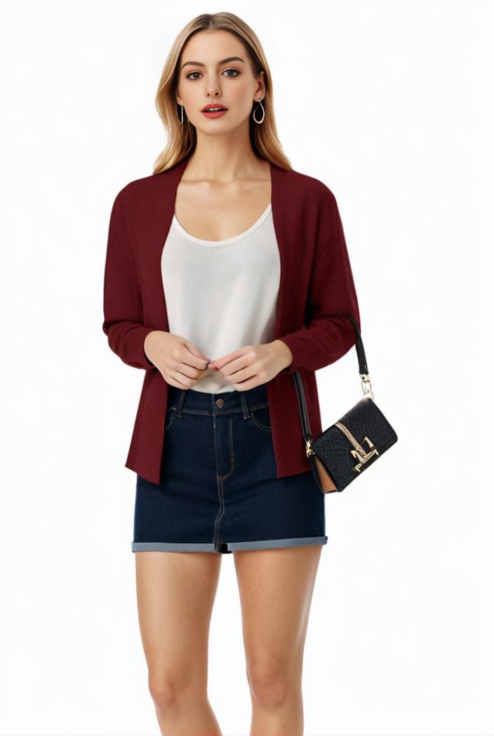 women s solid open front blazer with long sleeves for office wear 124393