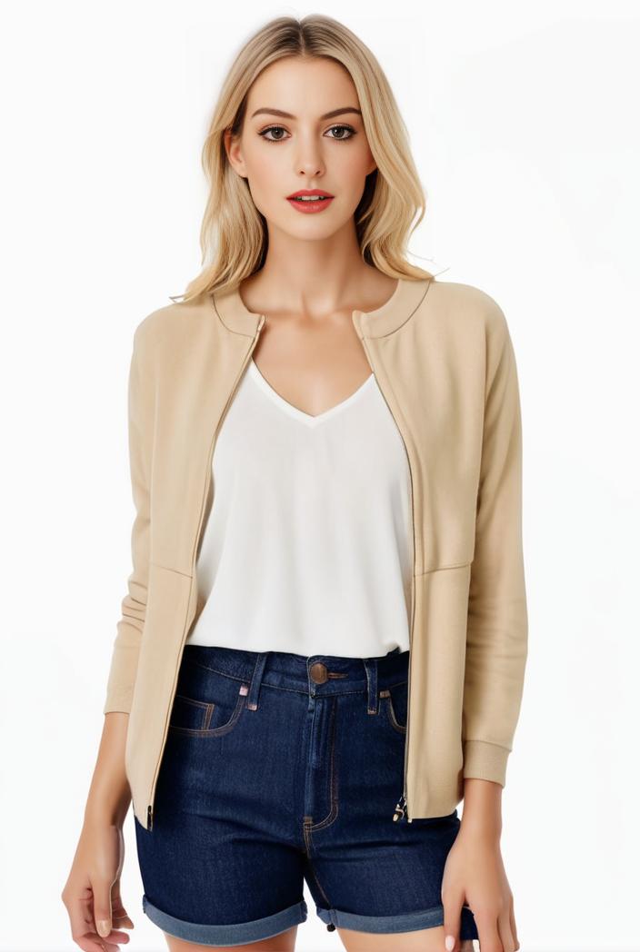 women s solid open front blazer with long sleeves for office wear 124403