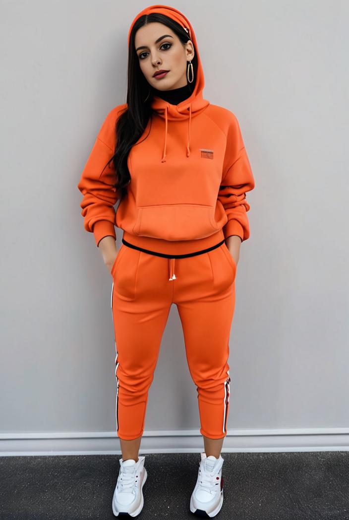 casual drawstring pants and hoodie combo set for women 128715