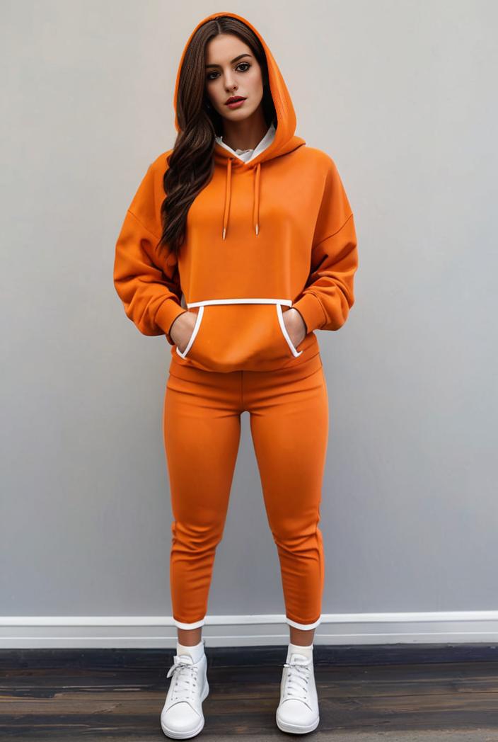 casual drawstring pants and hoodie combo set for women 128718