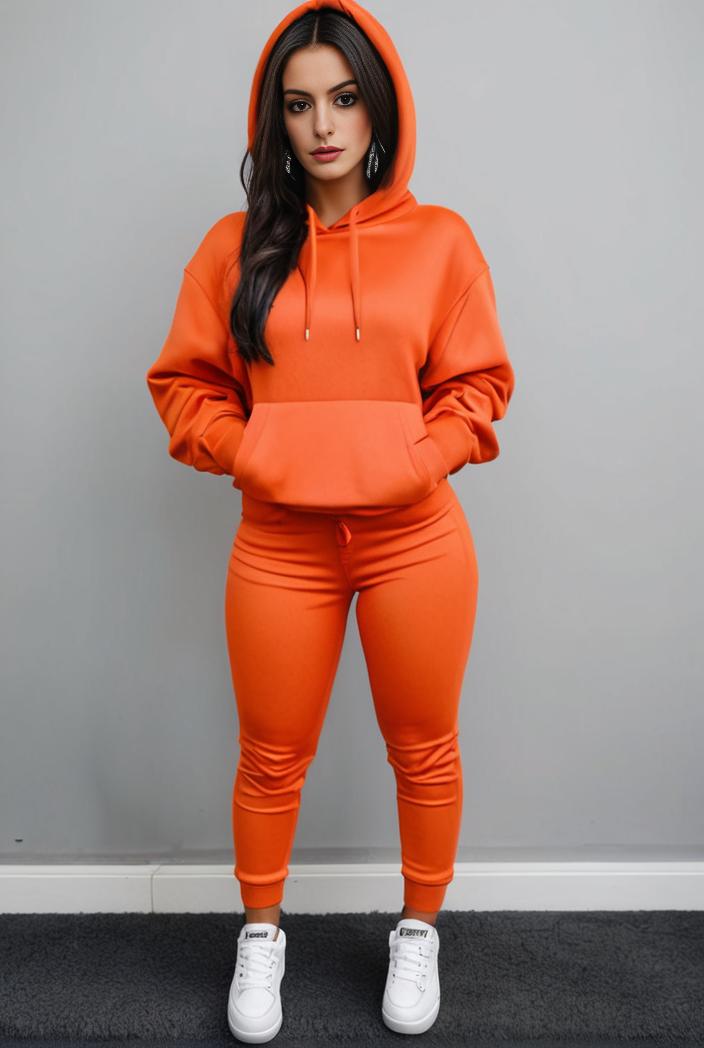 casual drawstring pants and hoodie combo set for women 128719