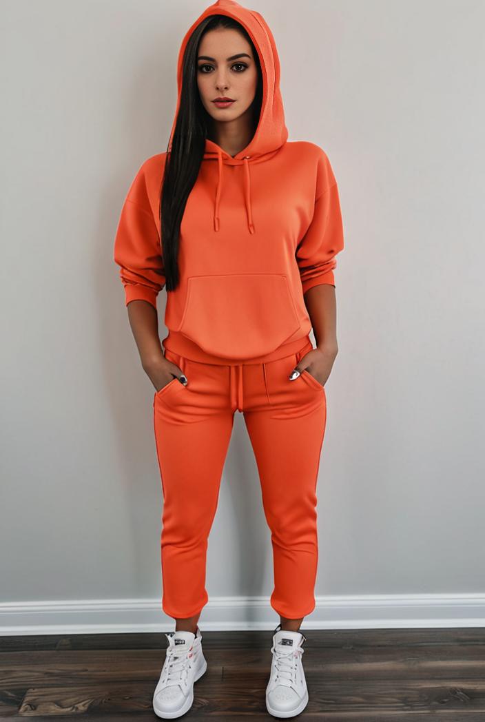 casual drawstring pants and hoodie combo set for women 128721