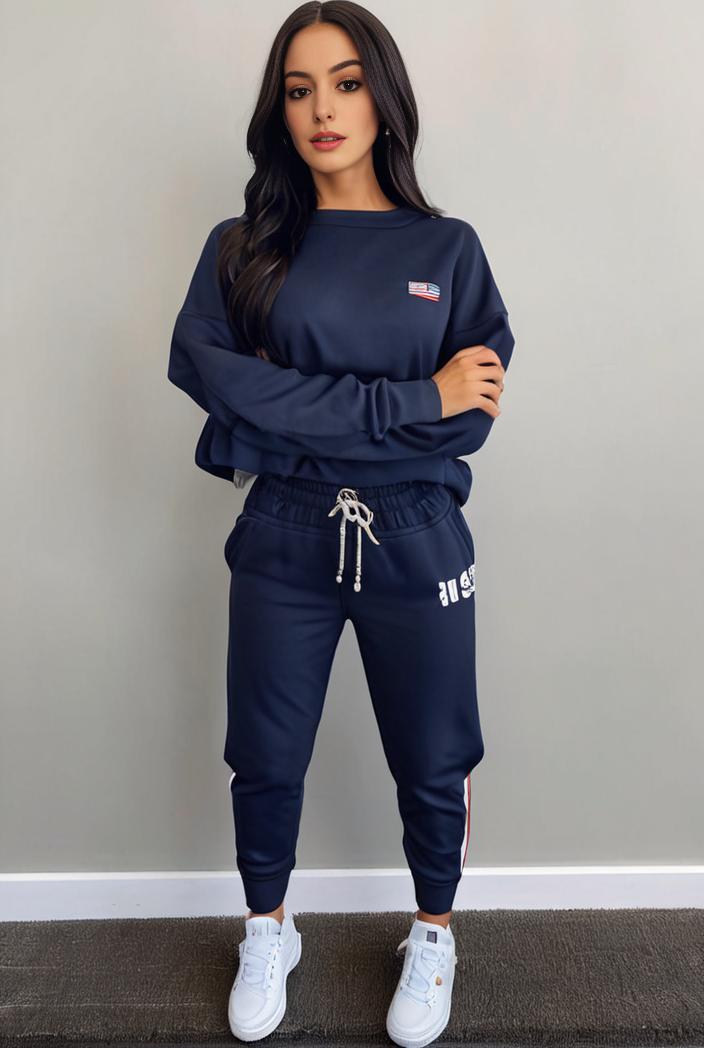 casual drawstring pants and hoodie combo set for women 128722