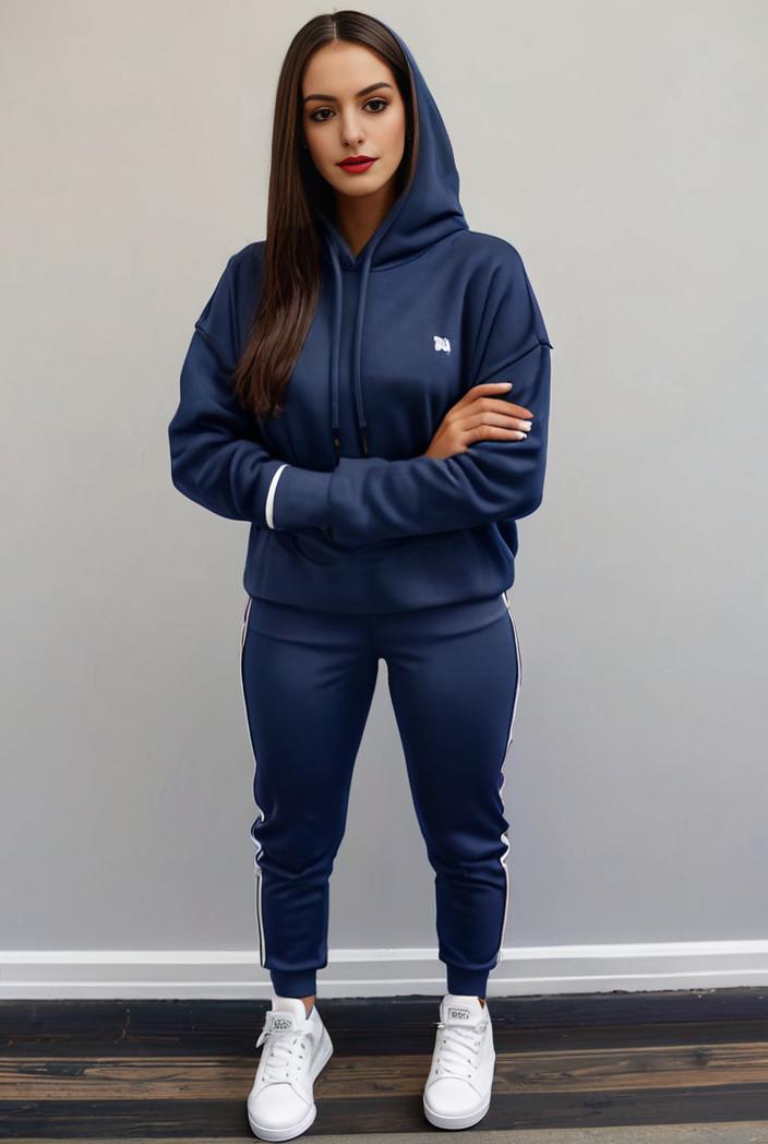 casual drawstring pants and hoodie combo set for women 128726