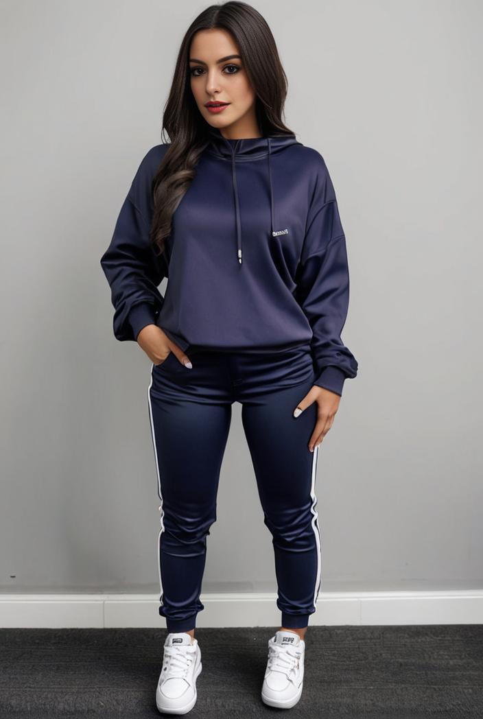 casual drawstring pants and hoodie combo set for women 128727