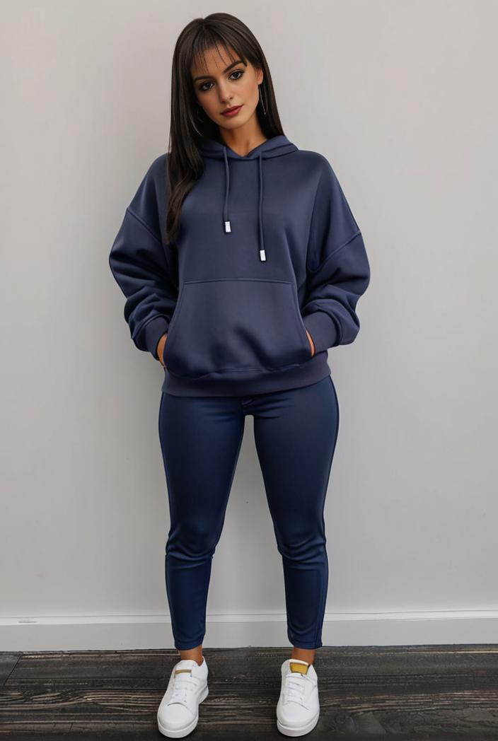 casual drawstring pants and hoodie combo set for women 128728