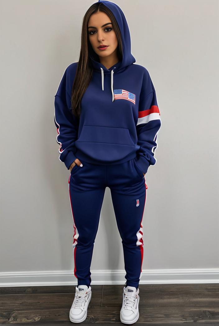 casual drawstring pants and hoodie combo set for women 128729