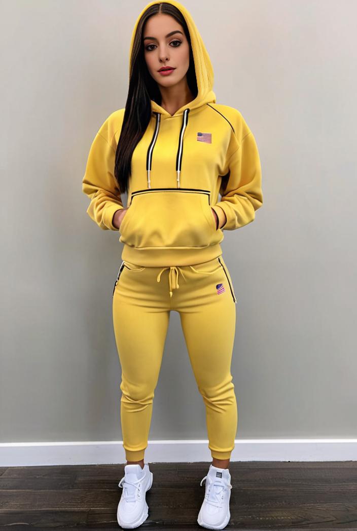 casual drawstring pants and hoodie combo set for women 128730