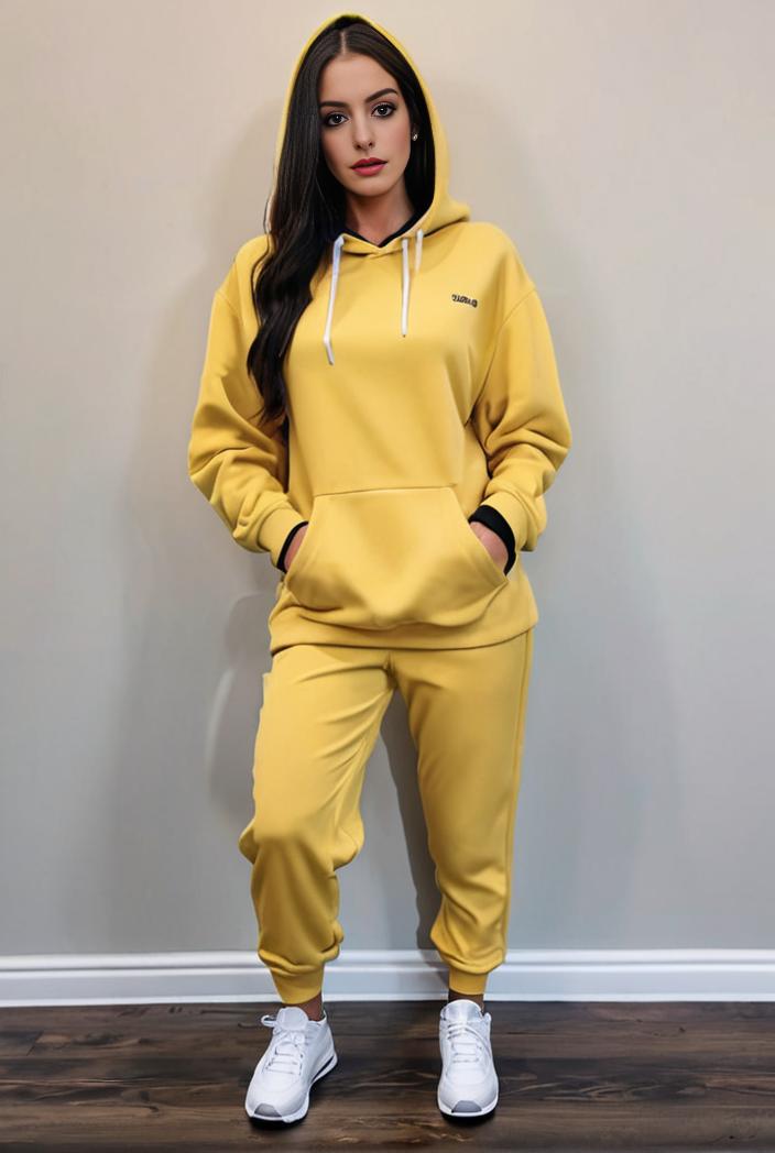 casual drawstring pants and hoodie combo set for women 128732