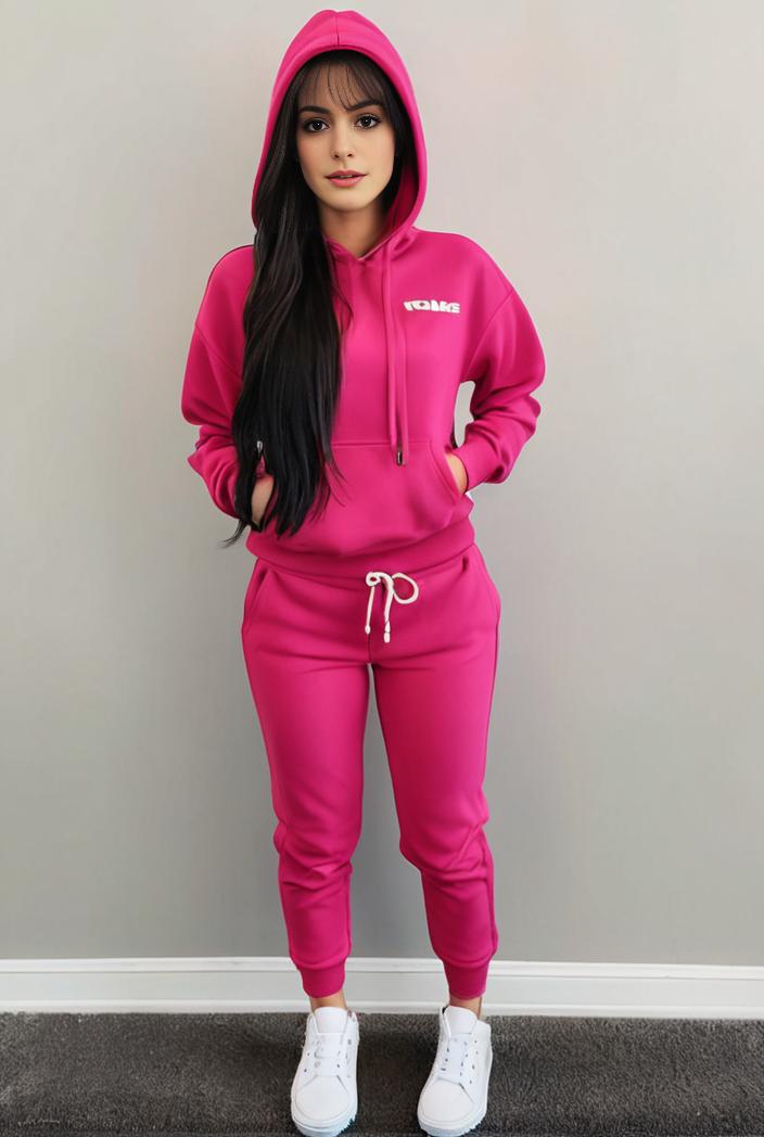 casual drawstring pants and hoodie combo set for women 128738
