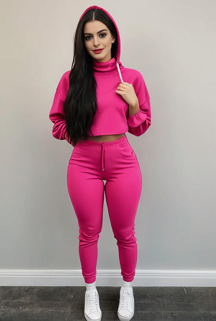 casual drawstring pants and hoodie combo set for women 128740