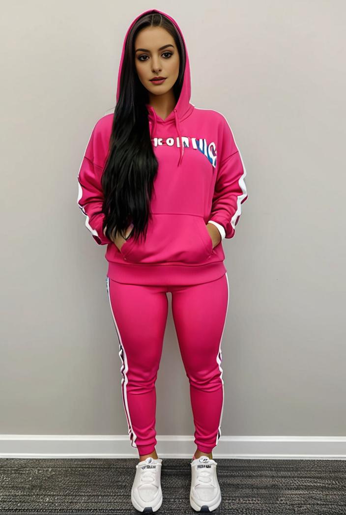 casual drawstring pants and hoodie combo set for women 128742