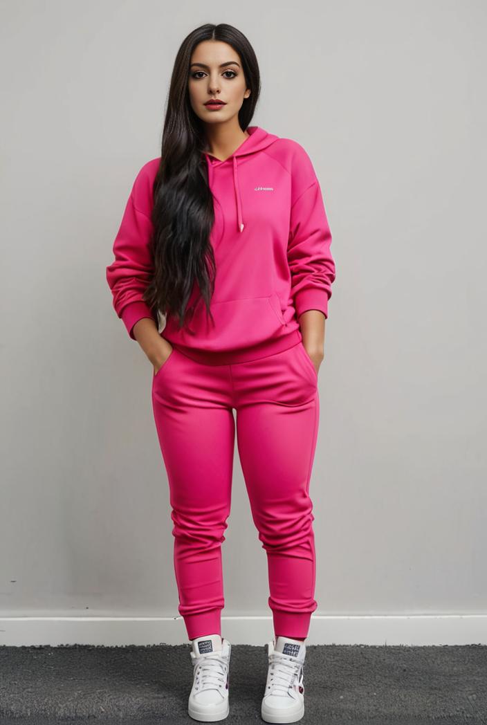 casual drawstring pants and hoodie combo set for women 128743