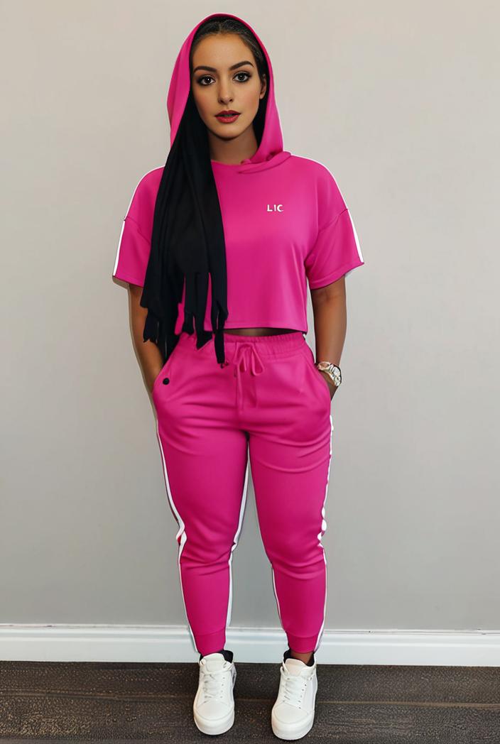 casual drawstring pants and hoodie combo set for women 128745