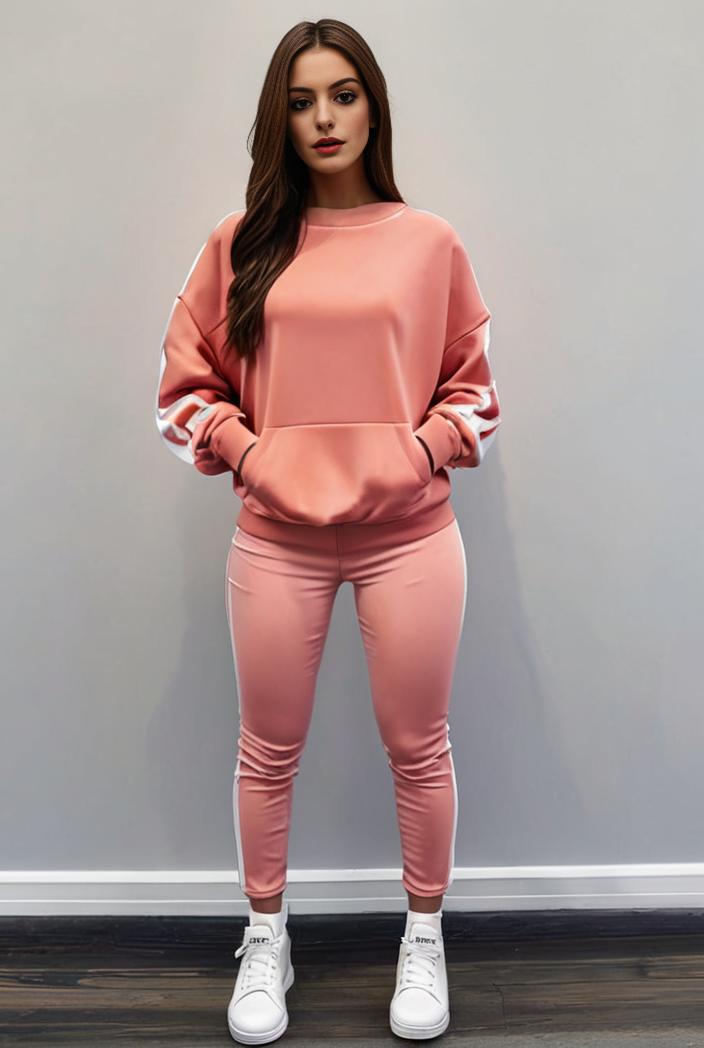casual drawstring pants and hoodie combo set for women 128750