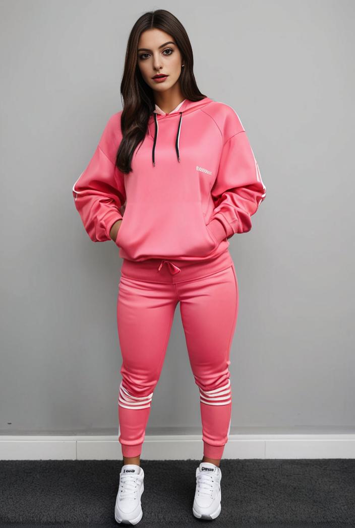 casual drawstring pants and hoodie combo set for women 128751