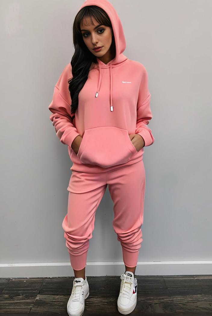 casual drawstring pants and hoodie combo set for women 128752