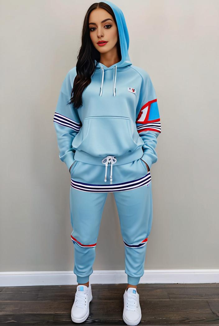 casual drawstring pants and hoodie combo set for women 128754