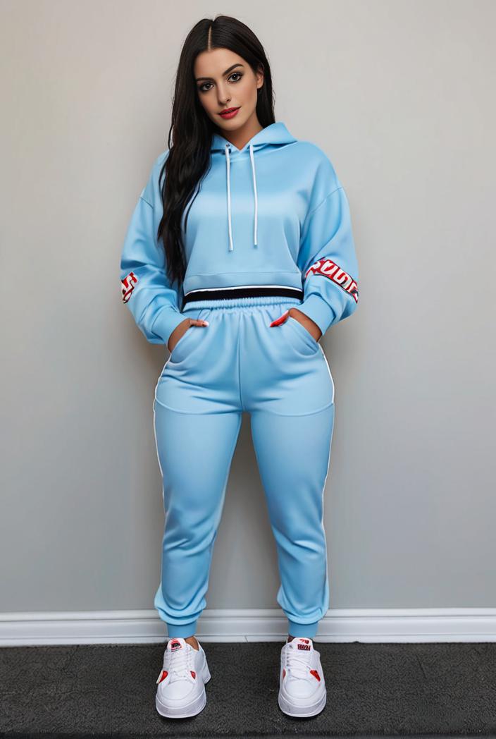 casual drawstring pants and hoodie combo set for women 128756
