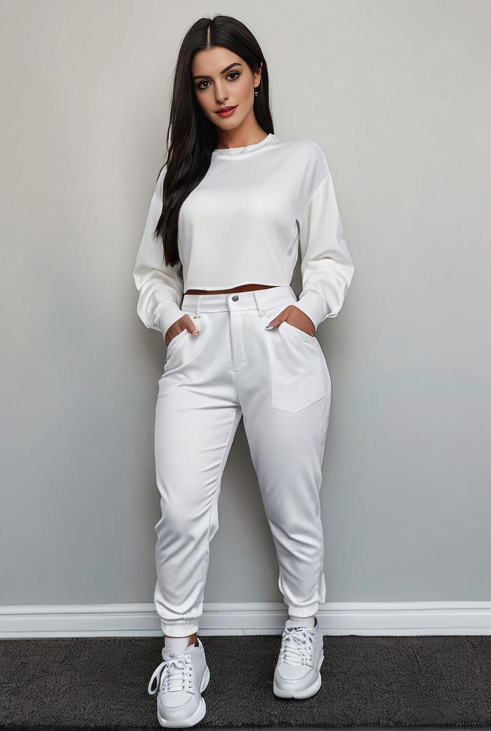 casual drawstring pants and hoodie combo set for women 128764