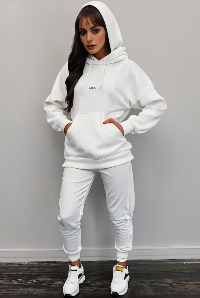 casual drawstring pants and hoodie combo set for women 128770