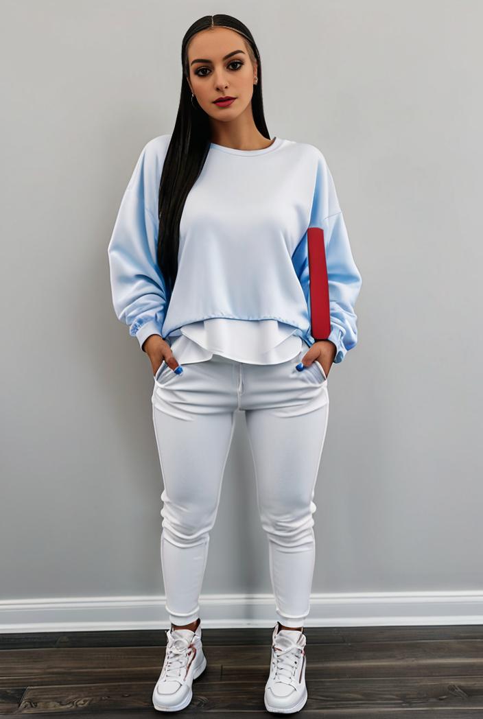 casual drawstring pants and hoodie combo set for women 128768