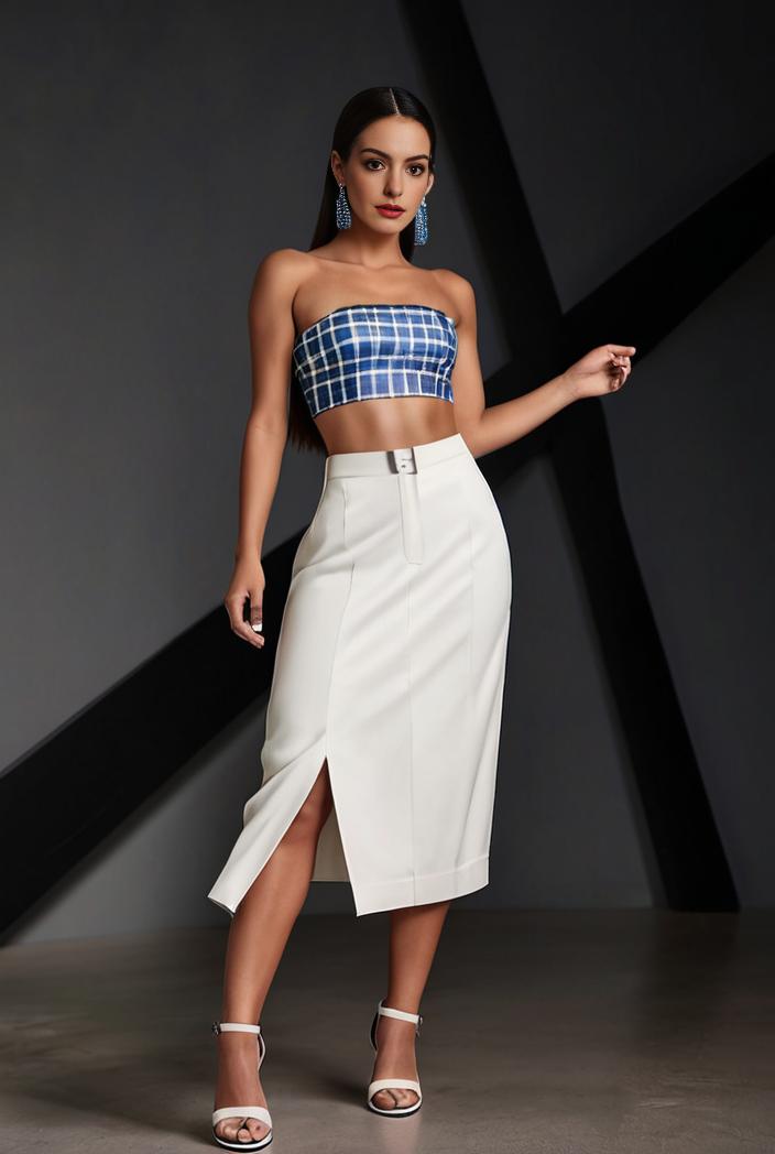 distressed flap pockets denim midi skirt with frayed hem 134371