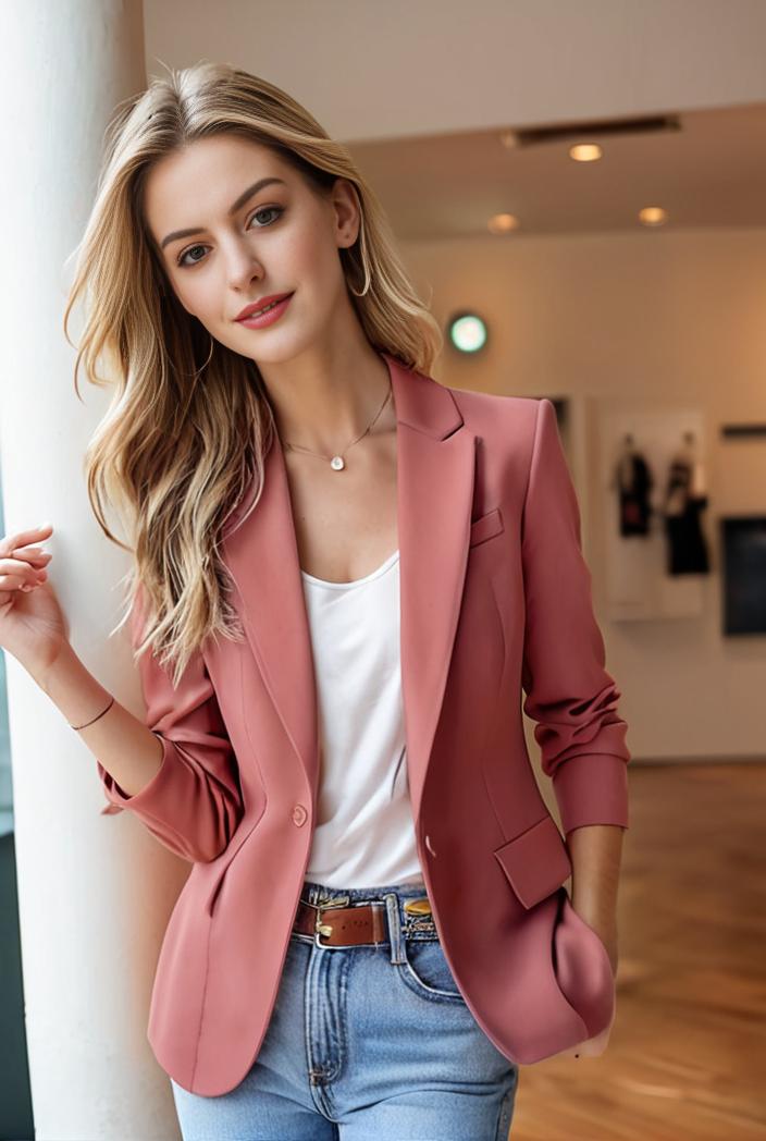 ladies solid button up blazer with long sleeves casual lapel design 142752