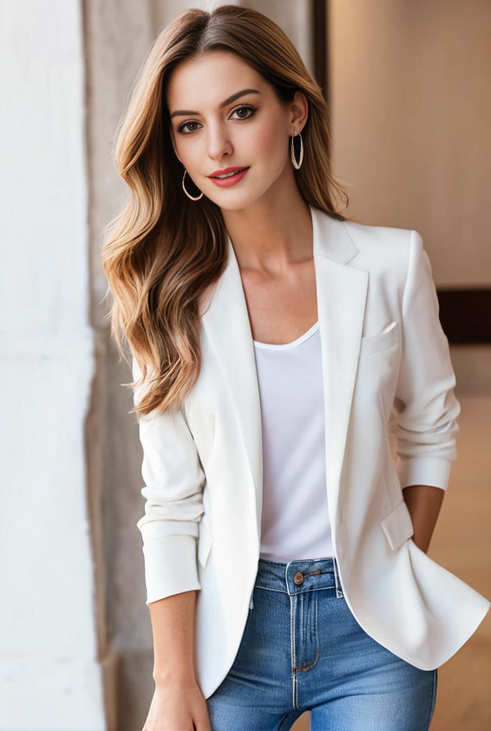 ladies solid button up blazer with long sleeves casual lapel design 142759