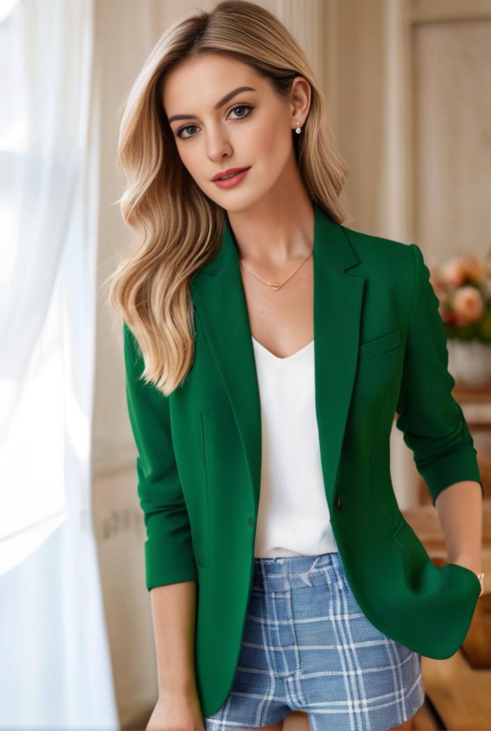 ladies solid button up blazer with long sleeves casual lapel design 142782